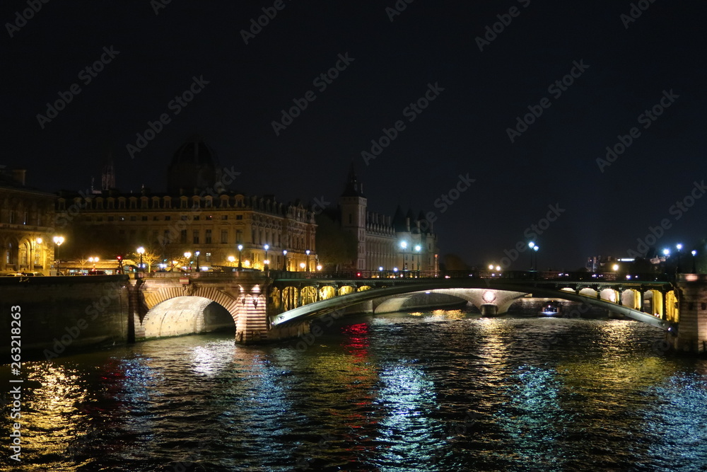 Skyline of the city of Paris, France by night