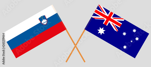 Australia and Slovenia. The Australian and Slovenian flags. Official colors. Correct proportion. Vector