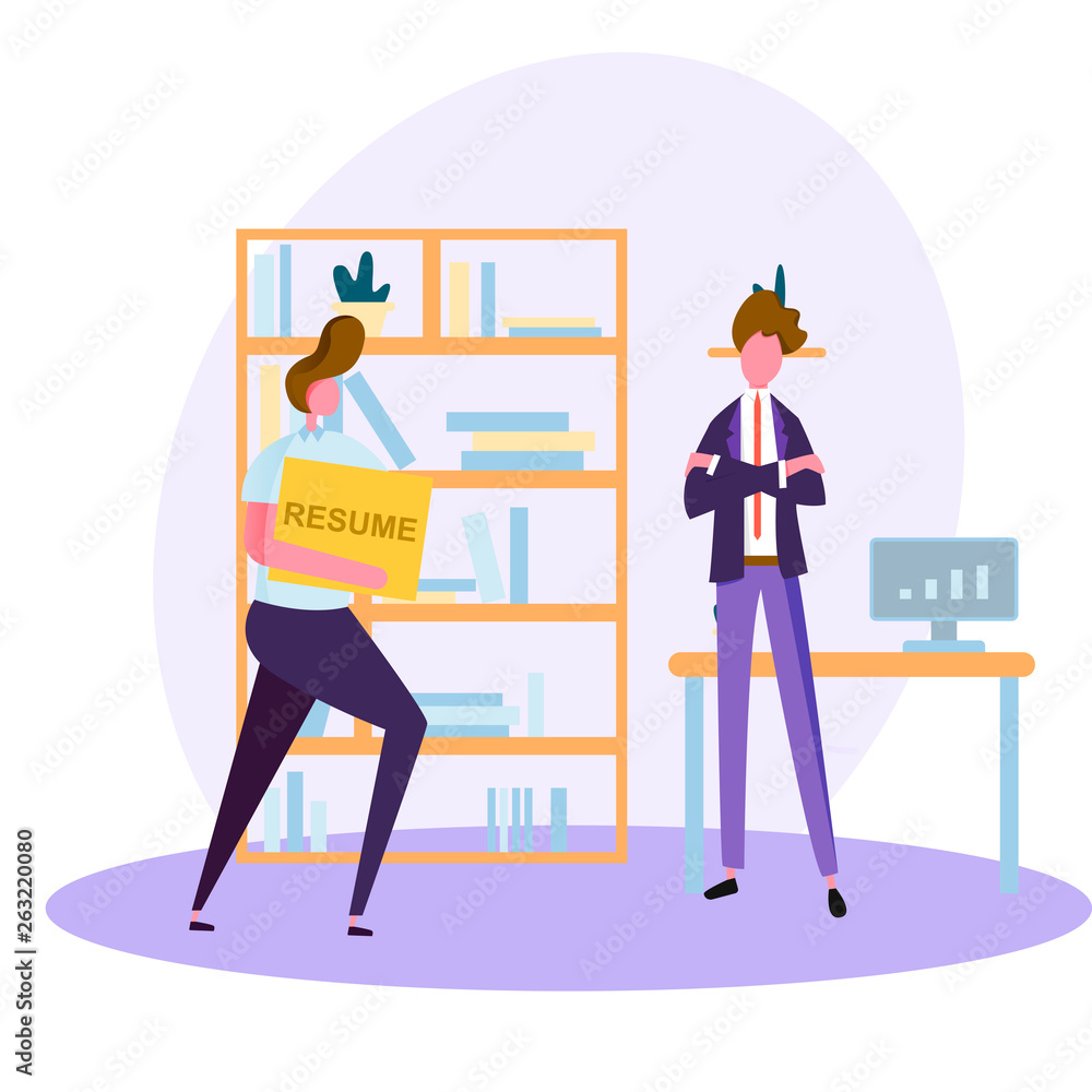 search for a new job, view available positions, proposals from employers, the process of hiring new employees, vector image, flat design, modern colorful illustration with characters. search for a new job, view available positions, proposals from employers, the process of hiring new employees, vector image, flat design, modern colorful illustration with characters.