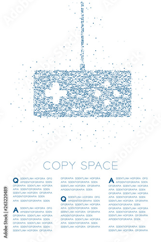 Retro Gamepad or joypad shape Particle Geometric Circle dot pixel pattern, Esports game controller design blue color illustration on white background with copy space, vector eps 10