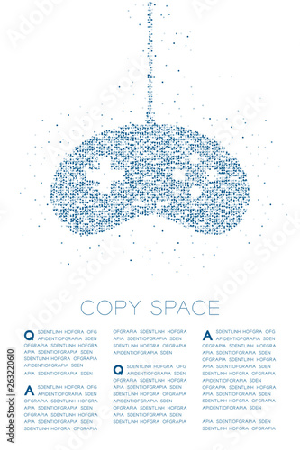 Retro Gamepad or joypad shape Particle Geometric Circle dot pixel pattern, Esports game controller design blue color illustration on white background with copy space, vector eps 10