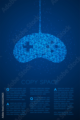 Retro Gamepad or joypad shape Particle Geometric Bokeh circle dot pixel pattern, Esports game controller design blue color illustration on blue gradient background with copy space, vector eps 10