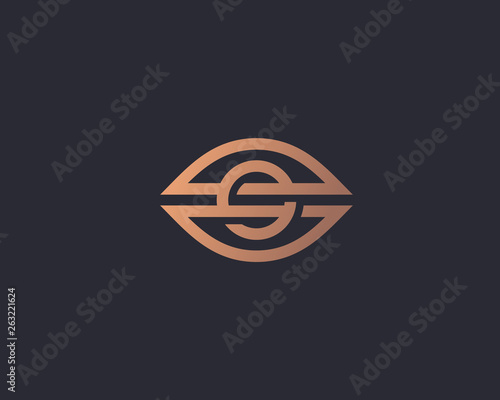 Eye vector logo. Camera vision line linked logotype.
