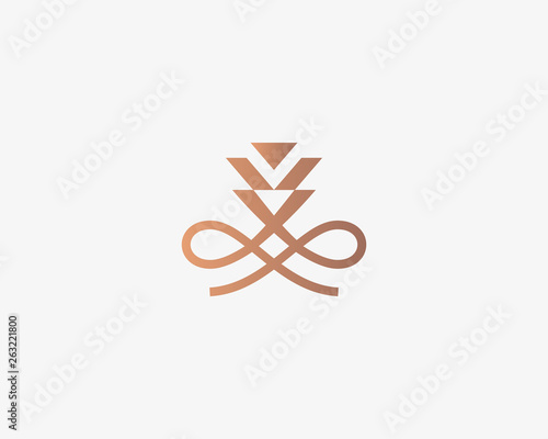 Abstract flower crown logotype. Hookah smoking logo.