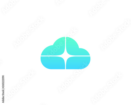 Cloud star vector logo. Storage data weather logotype.