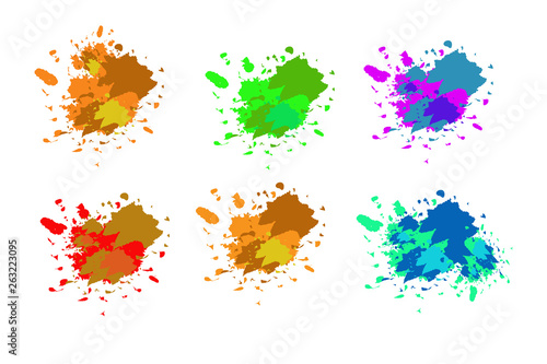 Smudges, various colors on a white background