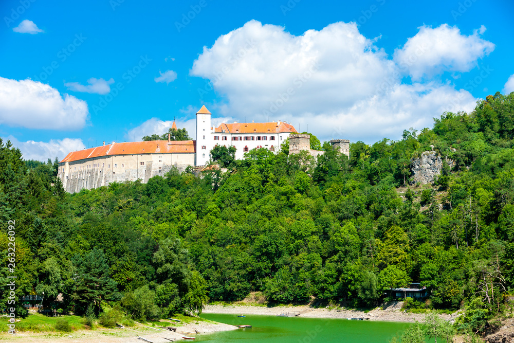Naklejka premium Bitov Castle with Vranovska Dam, Czech Republic