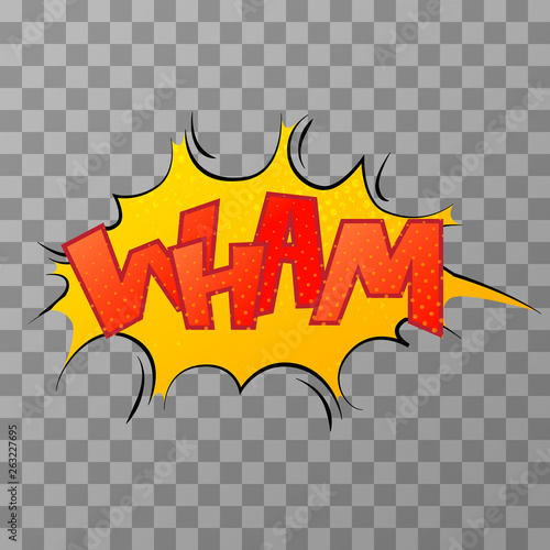 Colorful wham comic sound effect on transparent background