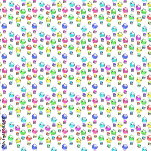 Seamless pattern of watercolor balloons for children's party or birthday design