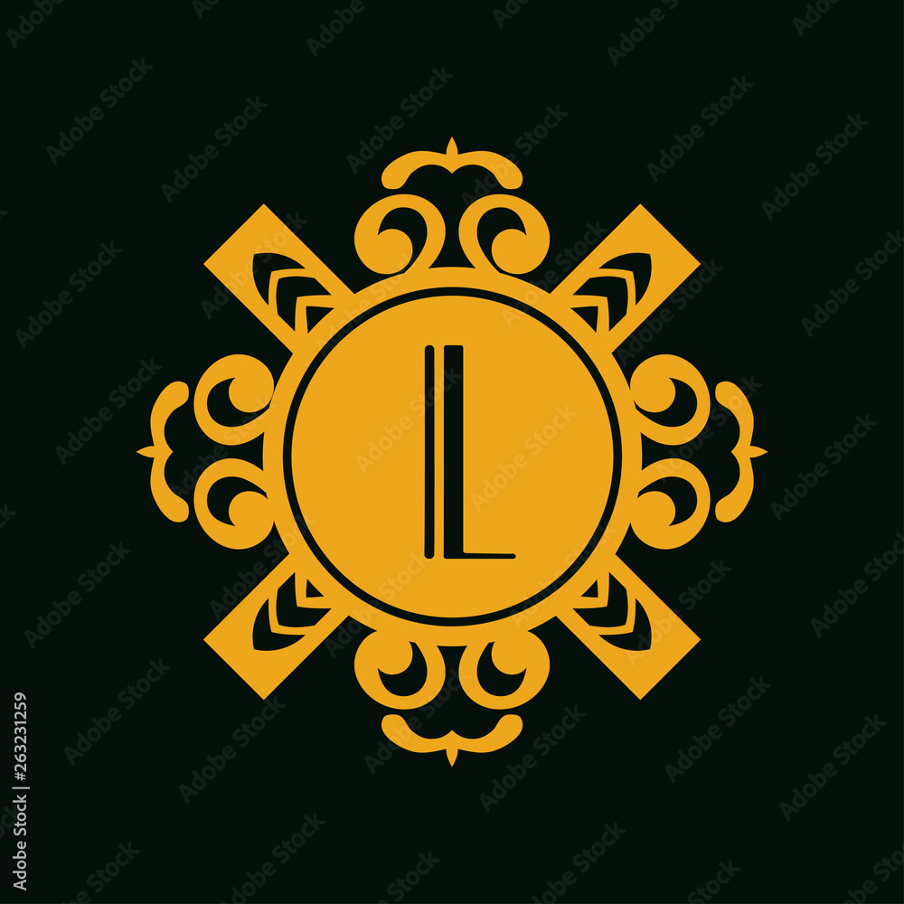 Naklejka premium Vector vintage modern art deco emblem with monogram