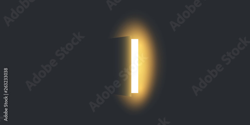 Dark room, Open Door with Light Going Through It - New Possibilities, Hope Concept, Overcome Problems, Solution Finding 