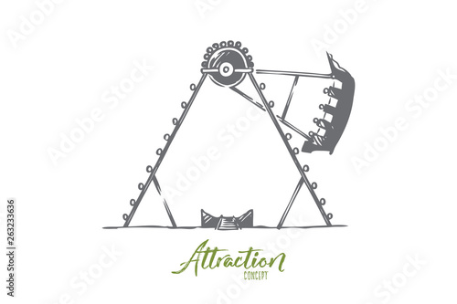 Attraction, park, fair, entertainment, amusement concept. Hand drawn isolated vector.