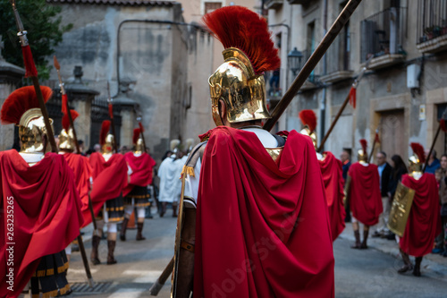 Romans during the Easter procession in Tarragona, Catalonia, Spain.