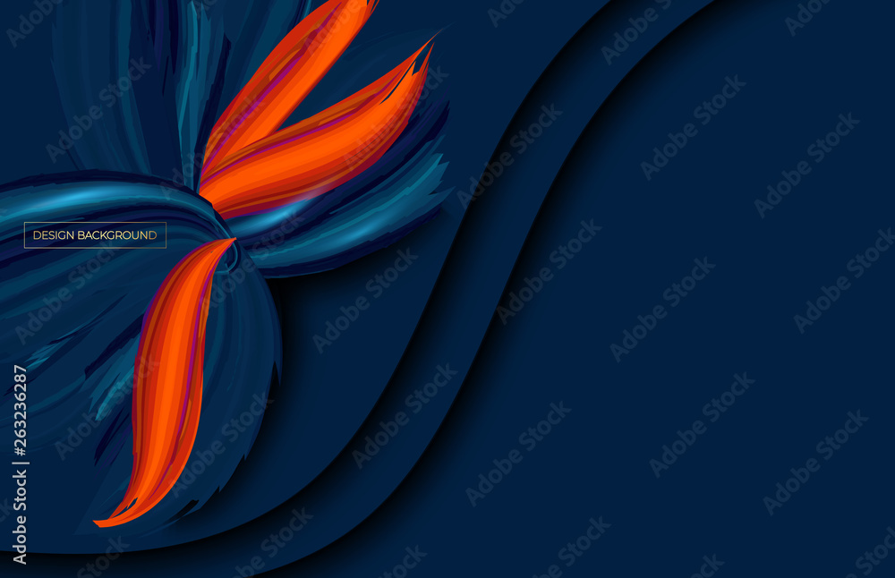 Abstract paper cut layered blue background with wavy layers. Vector ...