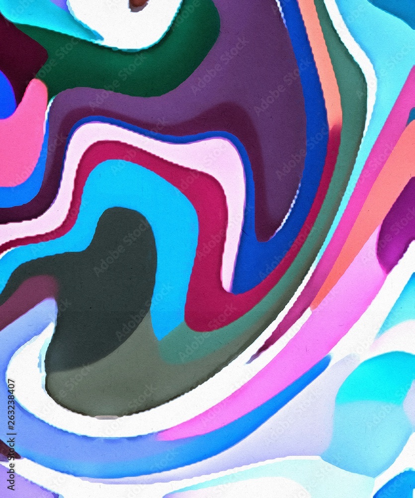 Plakat Abstract modern swirl marbled background. Shapes and curves vortex and lines elements. Psychedelic warm and bright texture. Waves graphic design.