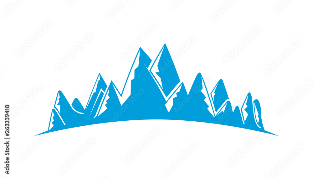 blue mountain range on white background