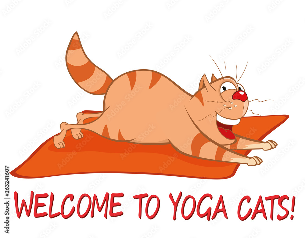 Essential Yoga Poses for Cats. Vector Illustration of a Cute Cat ...