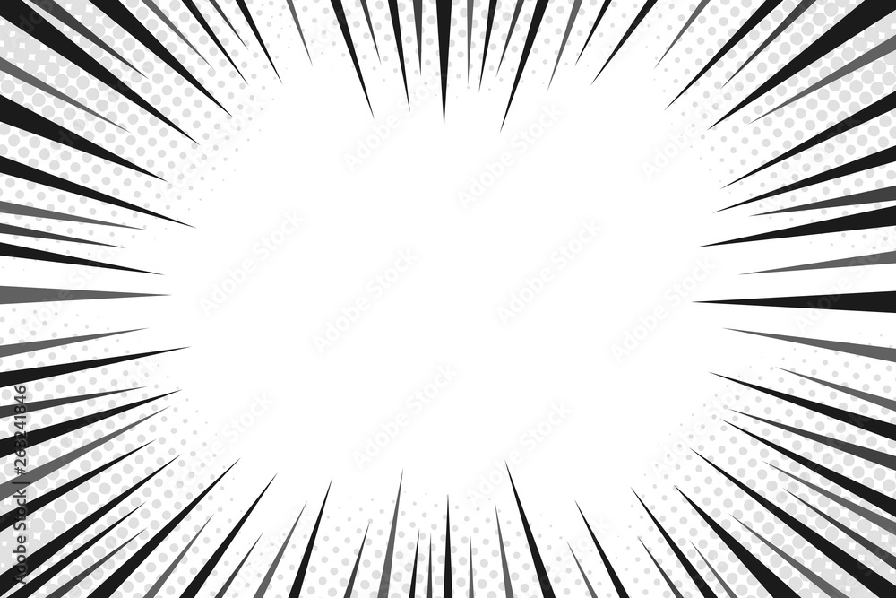 Abstract comic book flash explosion radial lines background. Vector illustration for superhero design. Bright black white light strip burst. Flash ray blast glow. Manga cartoon hero fight print stamp Abstract comic book flash explosion radial lines background. Vector illustration for superhero design. Bright black white light strip burst. Flash ray blast glow. Manga cartoon hero fight print stamp