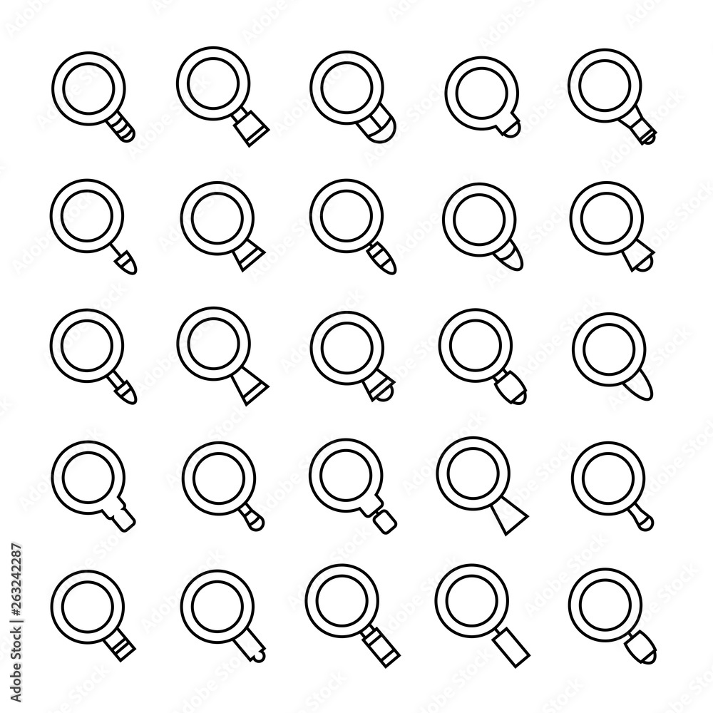 magnifier glass icons set magnifier glass icons set