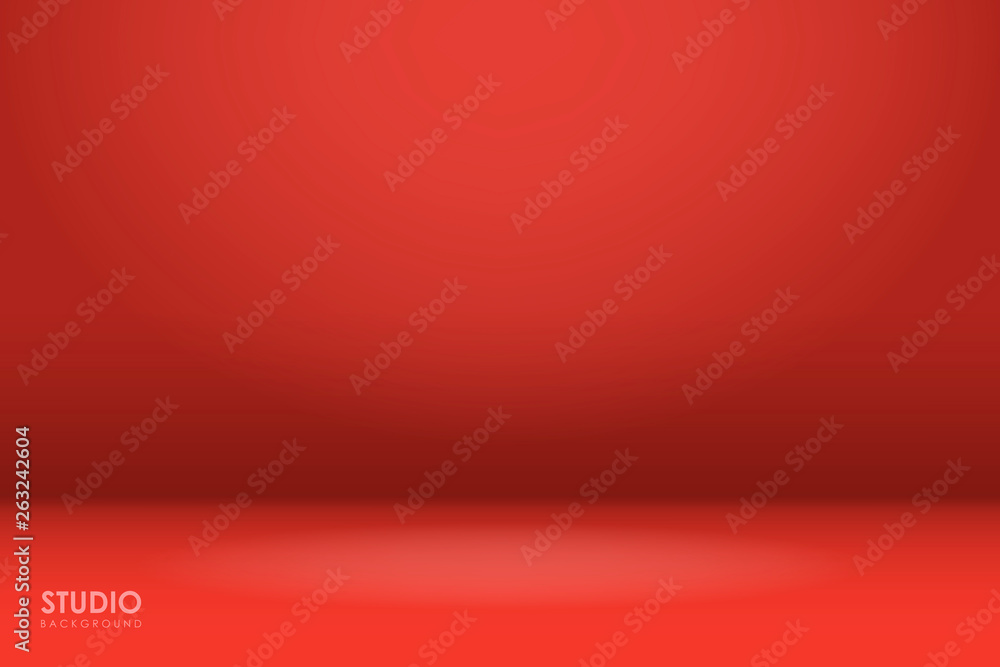 Empty red studio room background. Vector illustration