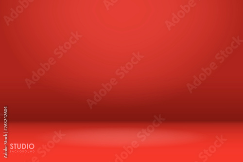 Empty red studio room background. Vector illustration