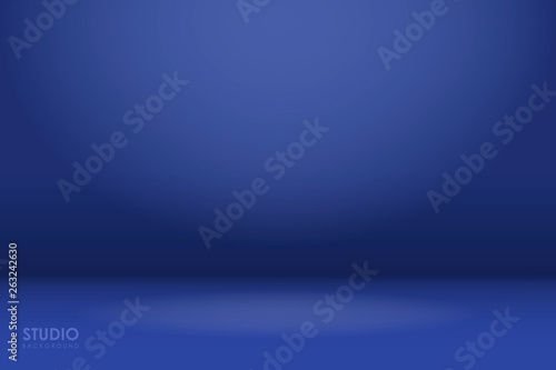 Empty blue studio room background. Vector illustration