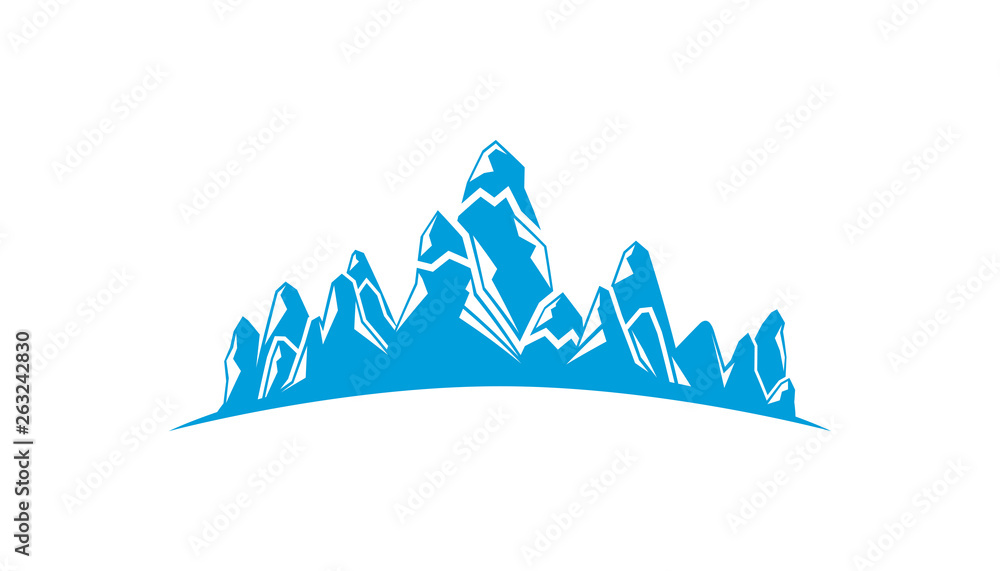 Fototapeta premium blue mountain range on white background