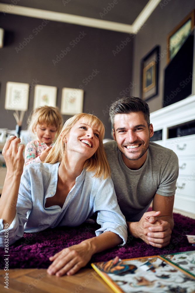 Happy mom and dad happy together with child Happy mom and dad happy together with child
