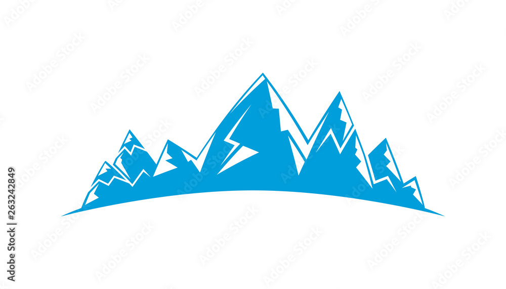 blue mountain range on white background