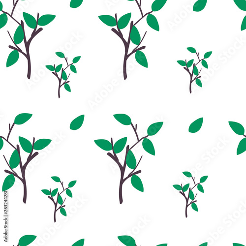 Seamless pattern with green spring branches