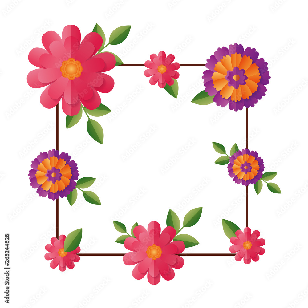 floral flowers frame decoration