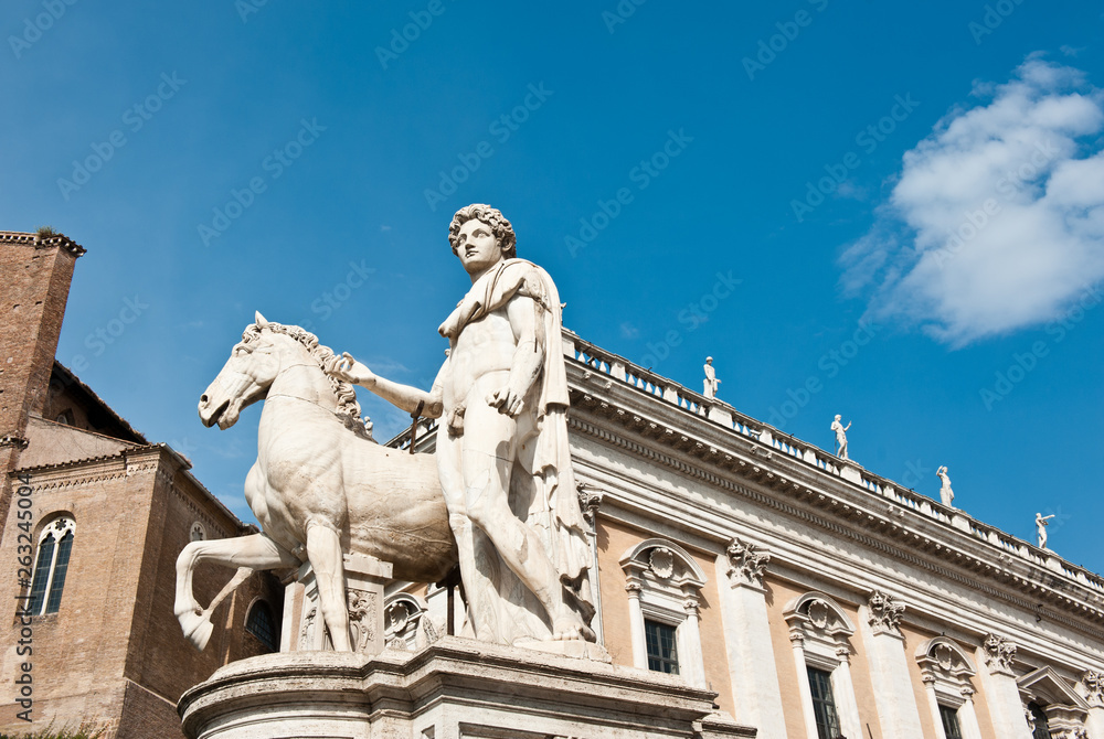 One of the statues of the Dioscuri. The Capitoline Hill. Rome. Italy