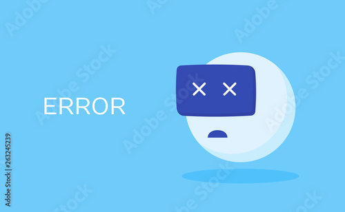 Concept chatbot error. Modern flat style vector illustration