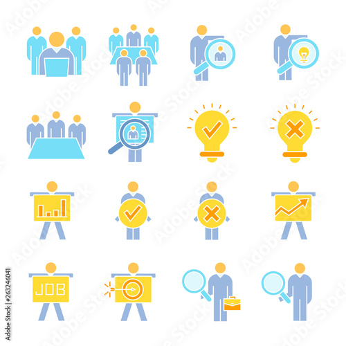 business management, meeting, conference, organization and office icons set
