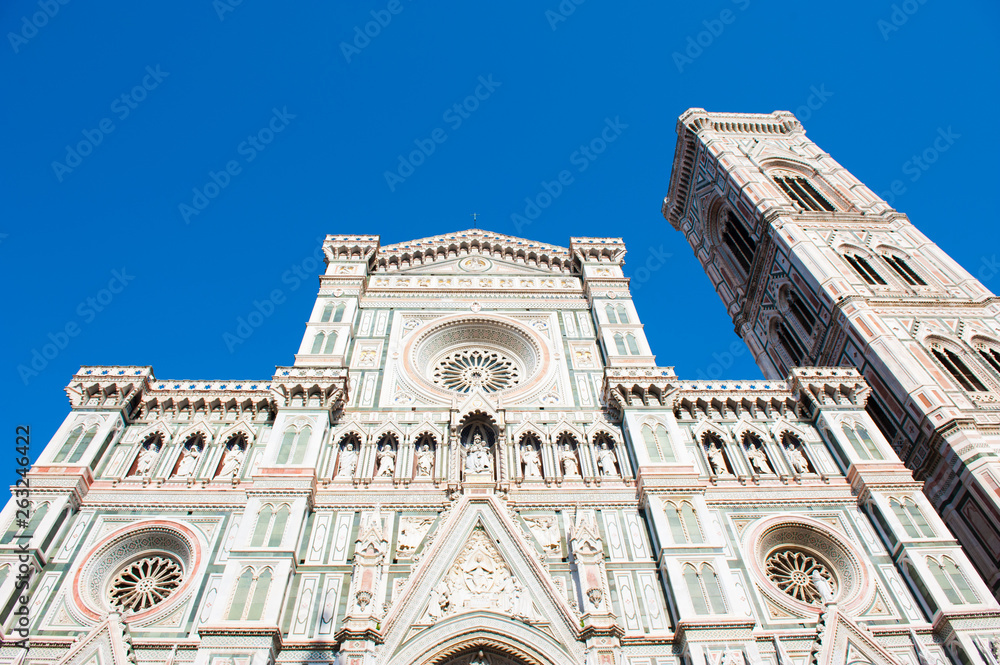 Fototapeta premium Cathedral of Saint Mary of the Flower (Cattedrale di Santa Maria del Fiore; Il Duomo di Firenze), Florence, Italy. Close-up