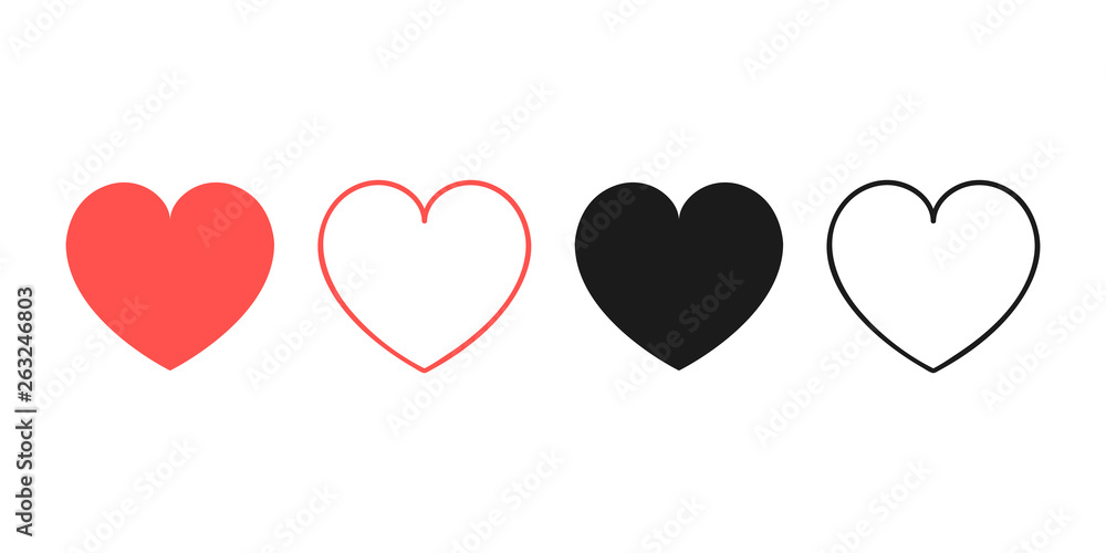 Set Like and Heart icon. Live stream video, chat, likes. Social media