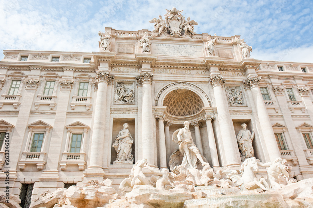 The Trevi Fountain  in sunny spring day. Rome. Italy