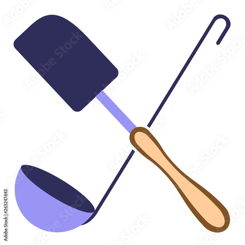 Scraper and ladle crossed isolated