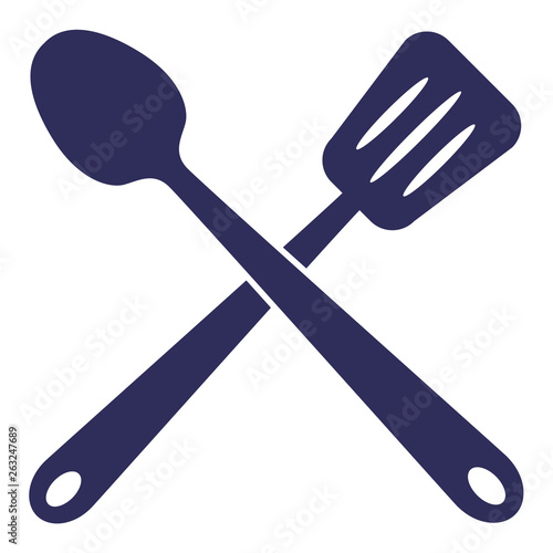 Cooking spoon and shovel crossed isolated