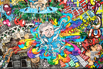 Acrylglasbilder Graffiti Cool music graffiti in urban style on the wall  © Zarya Maxim