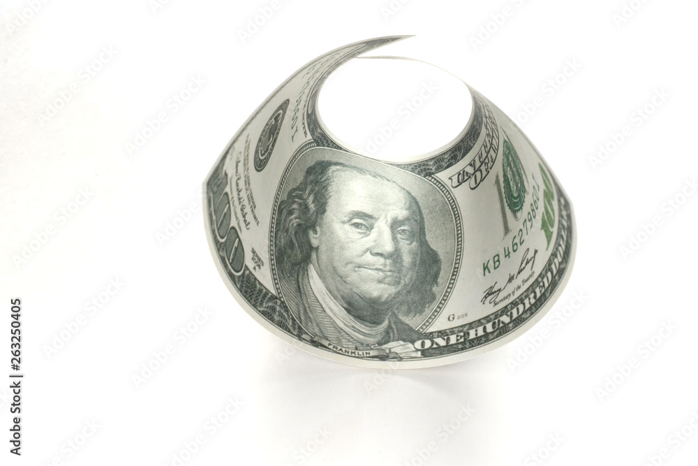 Rolled one hundred dollar money on white background Rolled one hundred dollar money on white background