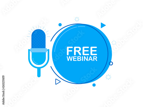 Free webinar online, with recorde microphone. Modern flat style vector illustration