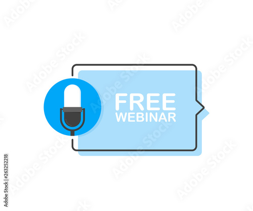 Free webinar online, with recorde microphone. Modern flat style vector illustration
