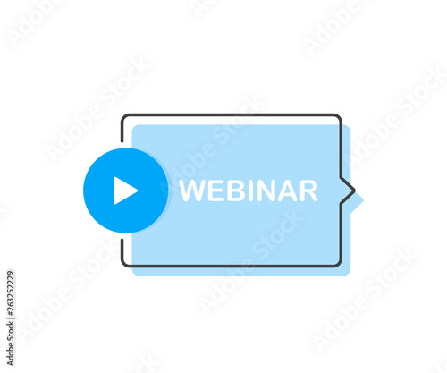 Webinar Icon, with play button. Modern flat style vector illustration