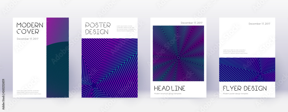 Fototapeta premium Minimal brochure design template set. Neon abstrac