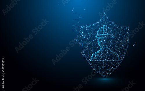 Safety work icon from lines, triangles and particle style design. Illustration vector