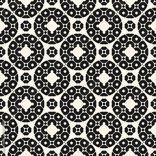 Vector monochrome ornamental geometric texture. Carved circular shapes