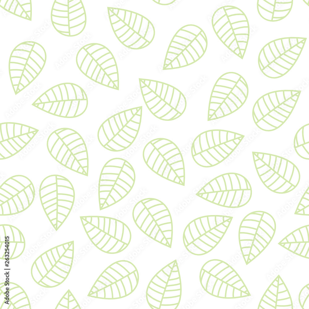 Seamless pattern vector. Green line leaves on white background. Seamless pattern vector. Green line leaves on white background.