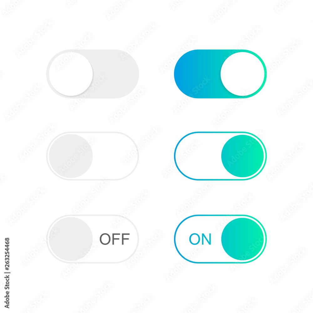 On and Off toggle switch buttons. Modern flat style vector illustration On and Off toggle switch buttons. Modern flat style vector illustration