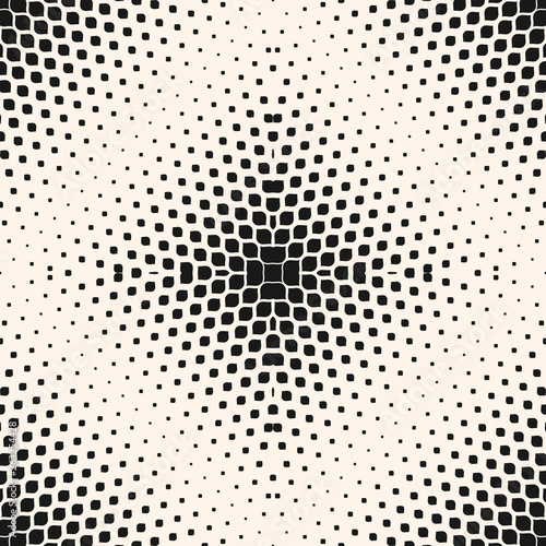 Vector seamless pattern. Texture with halftone effect, radial square gradient